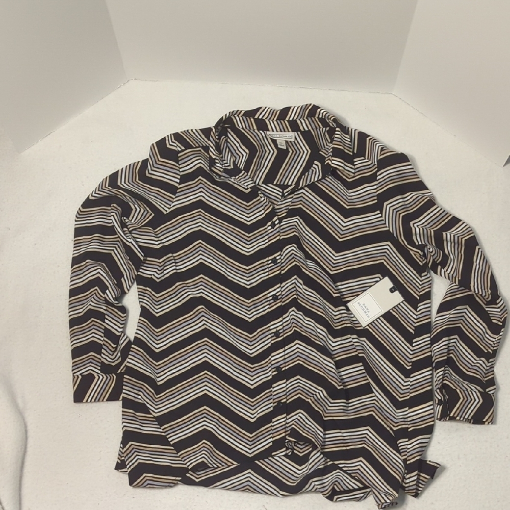Dana Buchman Chevron Shark Bite Blouse